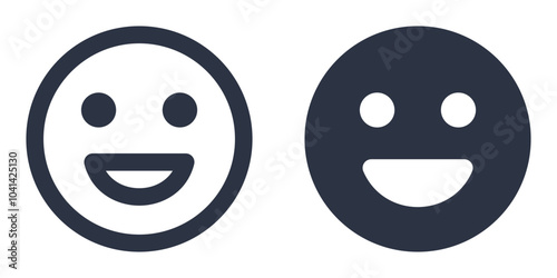 Laughing Face simple icons set designed in filled, outline, line and stroke style