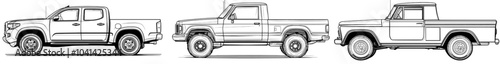 For Automotive and Vintage Enthusiasts, an outline illustration of a classic pickup truck in black and white