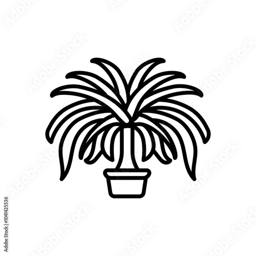 Ponytail Palm Outline Icon, Vector illustration