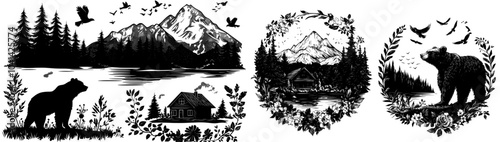 A modern style bear illustration paired with a nature backdrop will make a perfect wall hanging