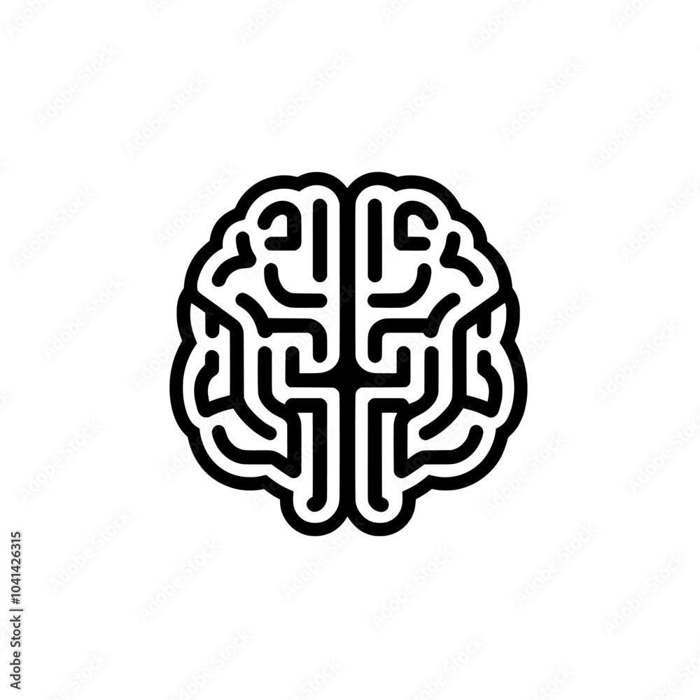 An illustration of a human brain in a minimalist style in black and white. An illustration of a human brain in a minimalist style in black and white.