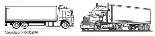 Garbage truck outline illustration from the side