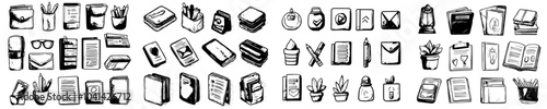 A modern doodle icon set for catalogs, promotional brochures, informational flyers, and shelf illustrations. For clothing fashion catalogs, promotional brochures, brochures, informational flyers and