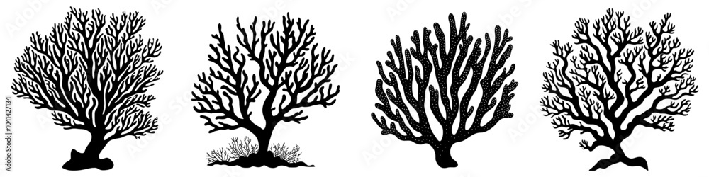 A modern coral icon. A coral reef illustration sign. An algae symbol. A marine life icon. A modern coral icon. A coral reef illustration sign. An algae symbol. A marine life icon.