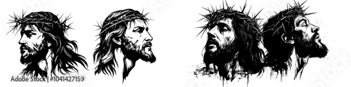 The Savior Messiah Son of God, a modern illustration silhouette for laser cutting cnc, engraving, religious icon, clipart image in black and white