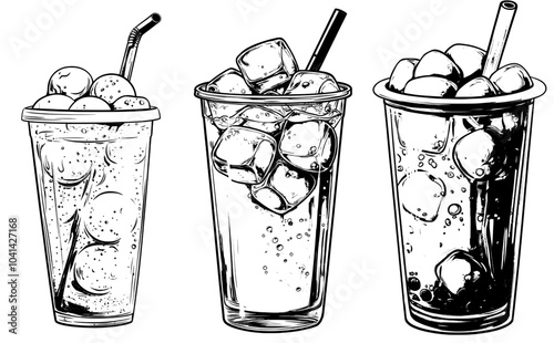 Hand-drawn smoothie cocktail illustration using a digital brush-pen. Illustration for icons and stickers.
