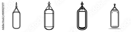An icon line featuring punching bags in a trendy design