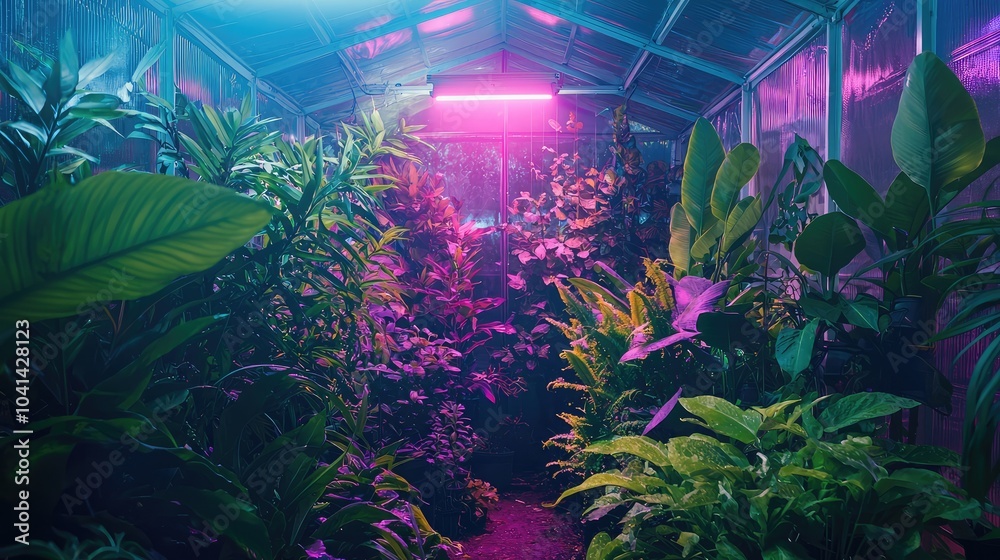 Fototapeta premium Vibrant Greenhouse Filled with Diverse Plants