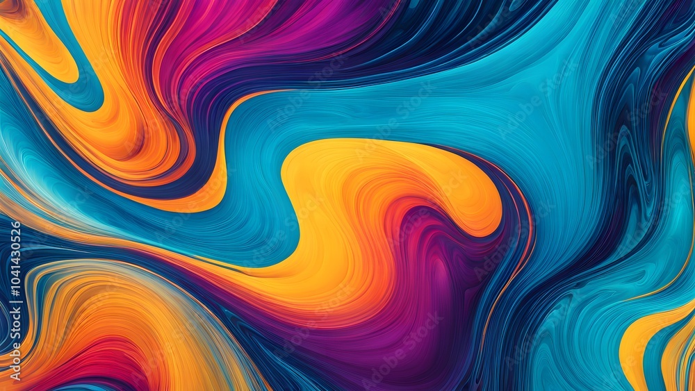 Obraz premium Vibrant and Hypnotic Swirl of Multicolored Abstract Fluid Art, Blending Warm and Cool Tones in a Mesmerizing Dance of Colorful Waves and Motion (18)