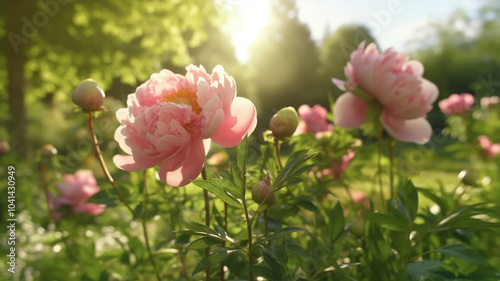peonies abstract summer background flowers.