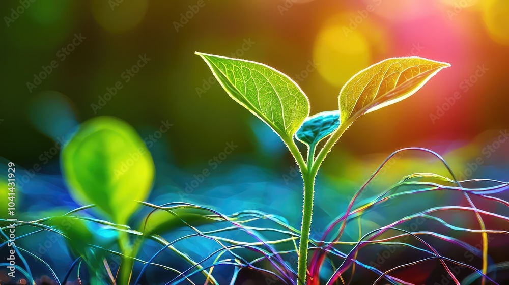 Obraz premium Vibrant Growth of Young Plant Sprouting in Nature