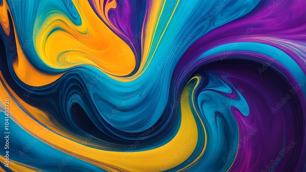 Obraz premium Vibrant and Hypnotic Swirl of Multicolored Abstract Fluid Art, Blending Warm and Cool Tones in a Mesmerizing Dance of Colorful Waves and Motion (45)