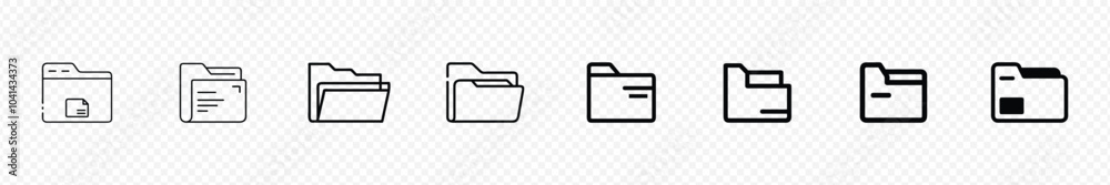 Folder icon. Folder icon set. computer open data folder vector icon set in black Folder icon. Folder icon set. computer open data folder vector icon set in black