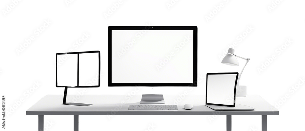 Set of Desktop monitor with blank screen isolated on transparent background Set of Desktop monitor with blank screen isolated on transparent background