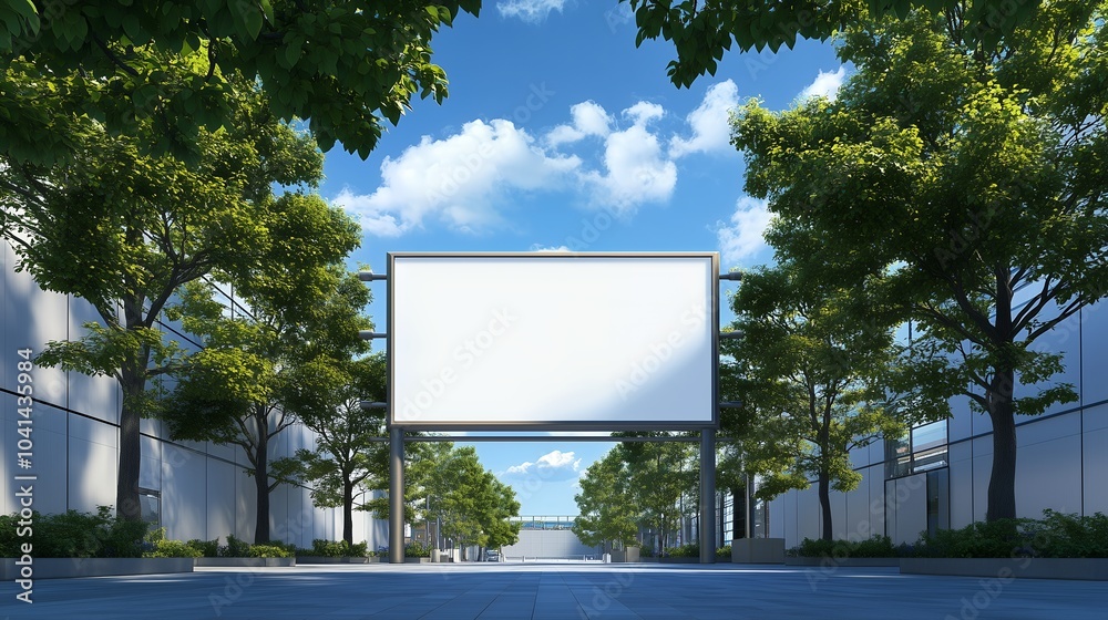 Urban Landscape Featuring a Blank Billboard Urban Landscape Featuring a Blank Billboard