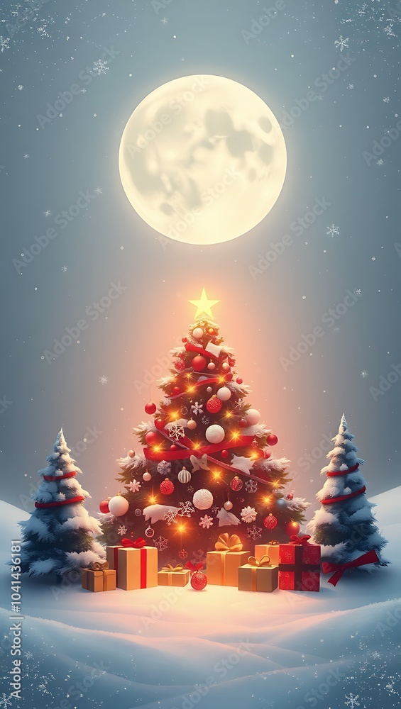 Obraz premium Christmas Decoration with ornaments and the Christmas tree