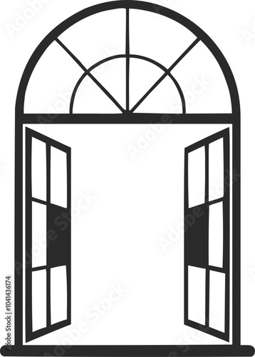 Open Window icon vector style with white background.