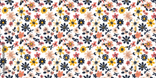 Spring-themed flower pattern with a lively, fresh design. seamless background pattern