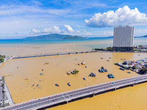 The Kai River in Nha Trang.

A resort town in Vietnam. October is the rainy season. The water in the river rises and turns red due to the muddy bottom and the flow of water from the mountains. 