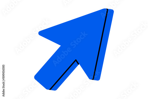 Hand drawn cute cartoon illustration of mouse cursor. Flat vector interface arrow doodle. Direction symbol. Social media icon or sticker. Tap or click concept. Computer pointer navigation. Isolated.