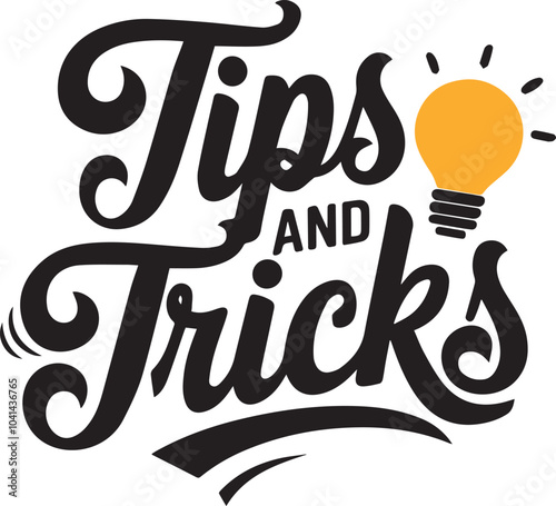 TIPS AND TRICKS Text logo type icon vector style with white background
