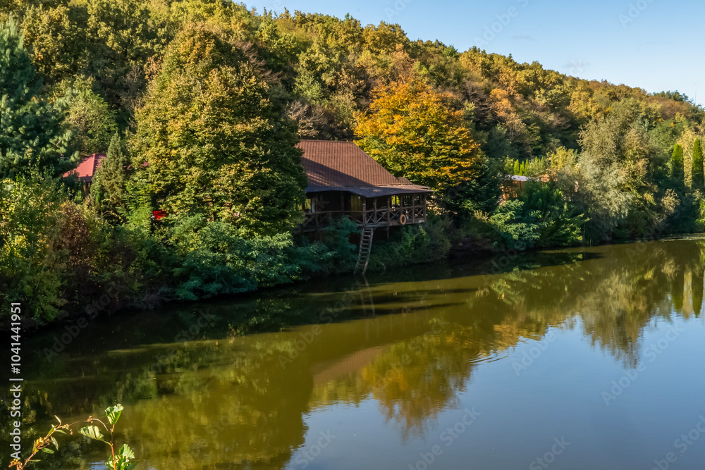 Lake in the forest, house on the lake shore, relaxation Lake in the forest, house on the lake shore, relaxation