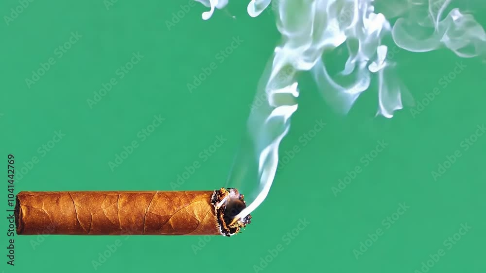 green screen cigarette smoke cigar cigarettes emit white smoke effects motion on green screen,  generative ai