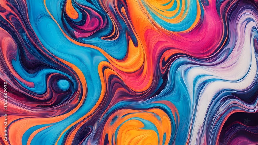 Fototapeta premium Dynamic Explosion of Rich and Vivid Colors in an Abstract Swirling Pattern, Creating a Fluid Movement that Combines Artistic Expression with a Captiv (44)