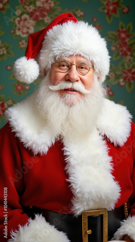 Charming Santa Claus Portrait on Vibrant Background for Festive Holiday Cheer