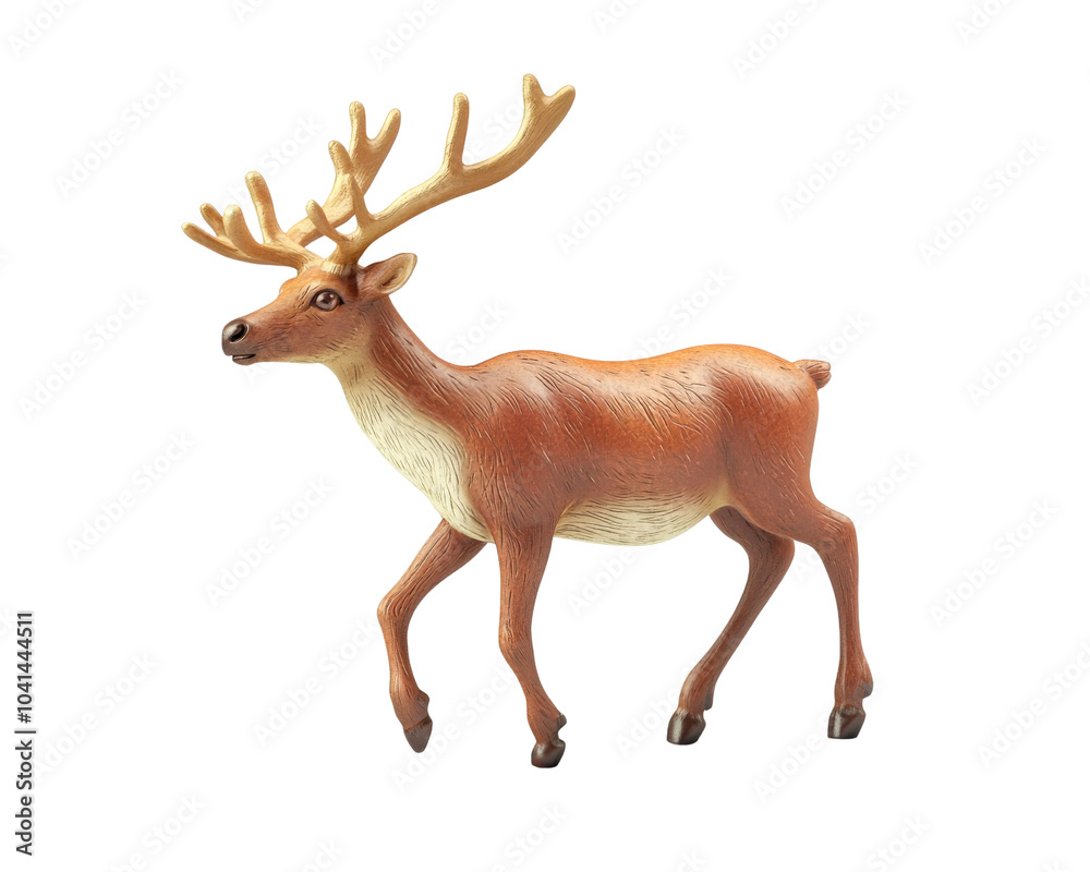 Fototapeta premium A deer with antlers is walking on a white background