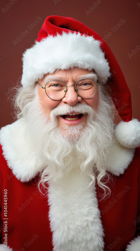 Charming Santa Claus Portrait on Vibrant Background for Festive Holiday Cheer Charming Santa Claus Portrait on Vibrant Background for Festive Holiday Cheer