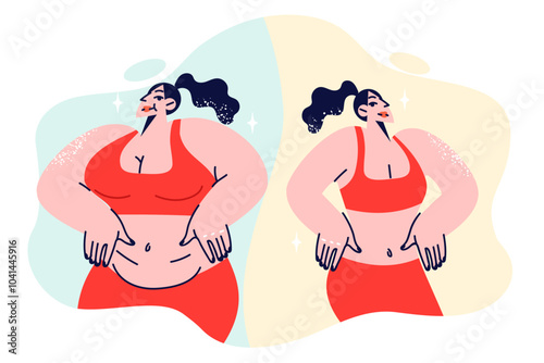 Result of weight loss for fat woman who got rid of extra pounds thanks to diets and fitness
