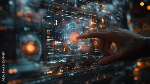 a military intelligence expert utilizing a holographic augmented reality table, integration of technology and expertise in modern military operations, showcasing the innovation and precision required