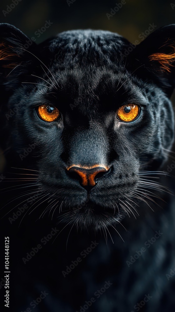 panther captured in a striking front view against a deep dark background showcasing its powerful form and piercing gaze embodying the essence of a fierce predator through digital artistry panther captured in a striking front view against a deep dark background showcasing its powerful form and piercing gaze embodying the essence of a fierce predator through digital artistry