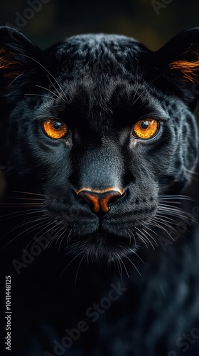 panther captured in a striking front view against a deep dark background showcasing its powerful form and piercing gaze embodying the essence of a fierce predator through digital artistry