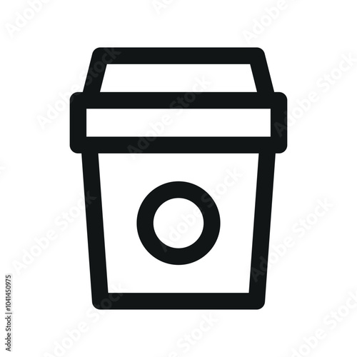Coffee shop UI icon, takeaway coffee and tea cardboard cup minimal line vector symbol