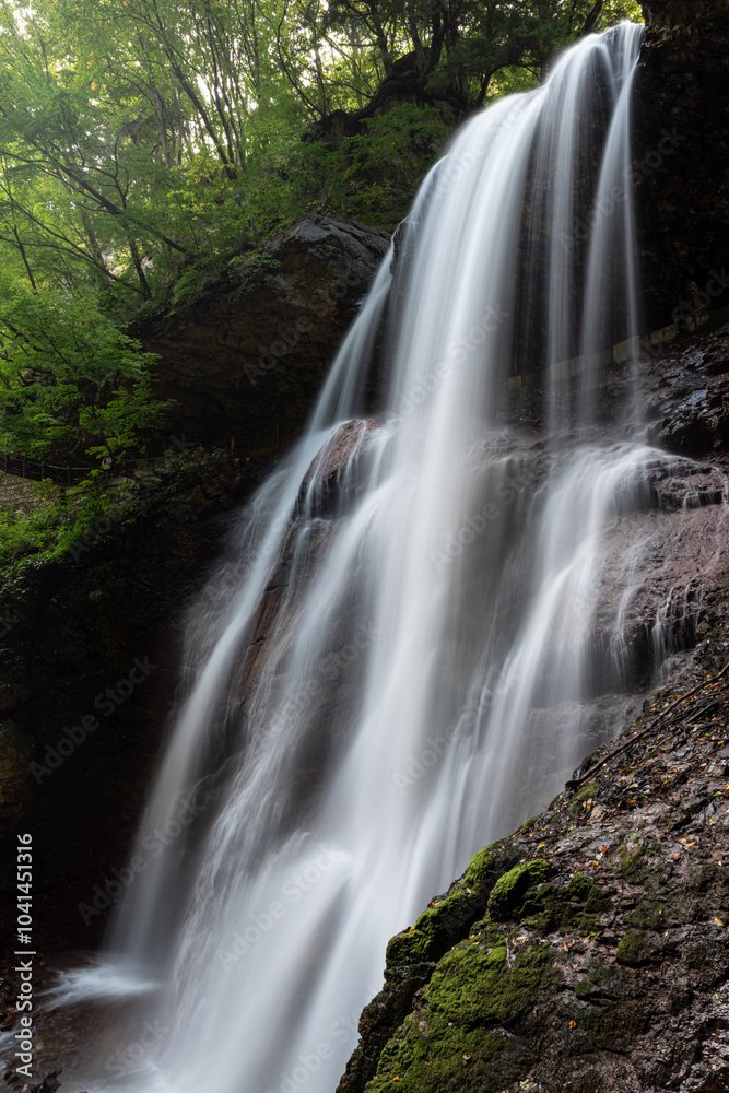 Obraz premium 裏側に回れる美しい滝 雷滝