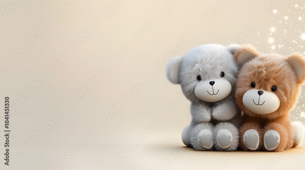 Cozy Plush Animal Toys on Neutral Beige Background for Minimalist Home Decor or Gift Cozy Plush Animal Toys on Neutral Beige Background for Minimalist Home Decor or Gift