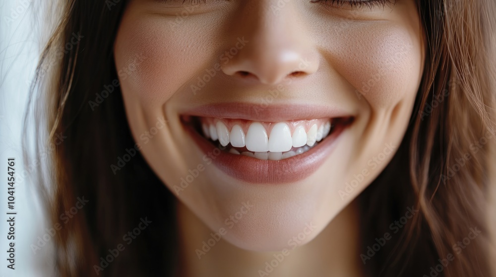 Smiling woman with flawless teeth close up view AI generated image Smiling woman with flawless teeth close up view AI generated image