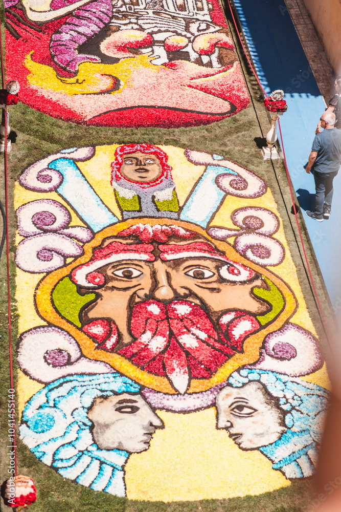 Obraz premium flower carpet in the street of the town of Noto in Sicily