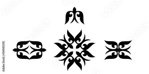 Kazakh ornament Kus kanat (bird's wings) representing freedom and happiness, Vector illustration nomad traditional design element
