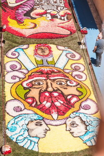 flower carpet in the street of the town of Noto in Sicily