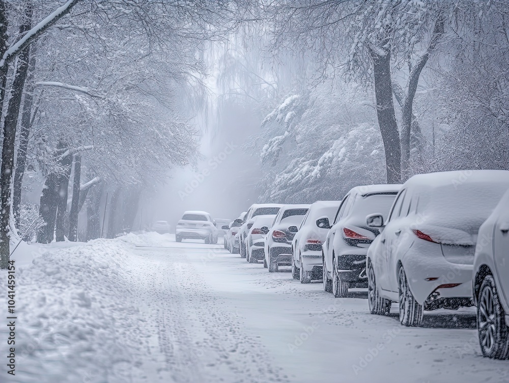 Winter Wonderland: Stunning Poster of Cars Under Soft Snowfall with Frosted Trees - Perfect for Transforming Any Sports Interior into a Cozy Retreat Winter Wonderland: Stunning Poster of Cars Under Soft Snowfall with Frosted Trees - Perfect for Transforming Any Sports Interior into a Cozy Retreat