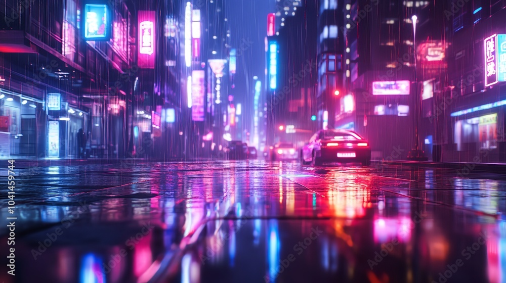 Fototapeta premium Artistic Representation of a Vibrant Cityscape with Dynamic Colors and Modern Architecture