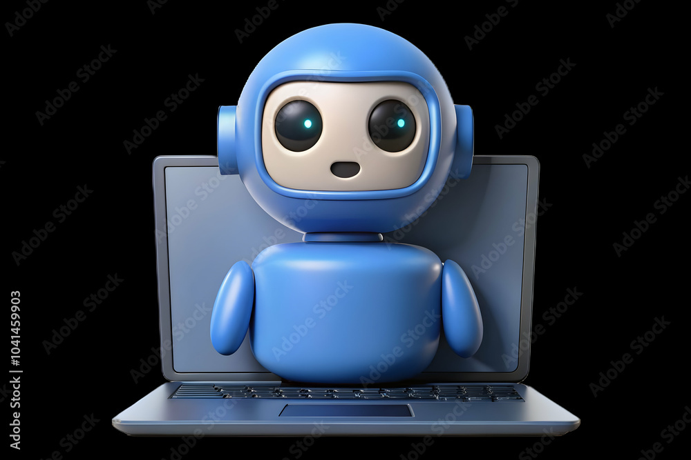 AI Chatbot Emerging from Laptop Screen Plain Background | Integration of AI in Online Customer Support | Ample Copy Space for Text Advertising | Modern Technology Concept Photo Stock AI Chatbot Emerging from Laptop Screen Plain Background | Integration of AI in Online Customer Support | Ample Copy Space for Text Advertising | Modern Technology Concept Photo Stock