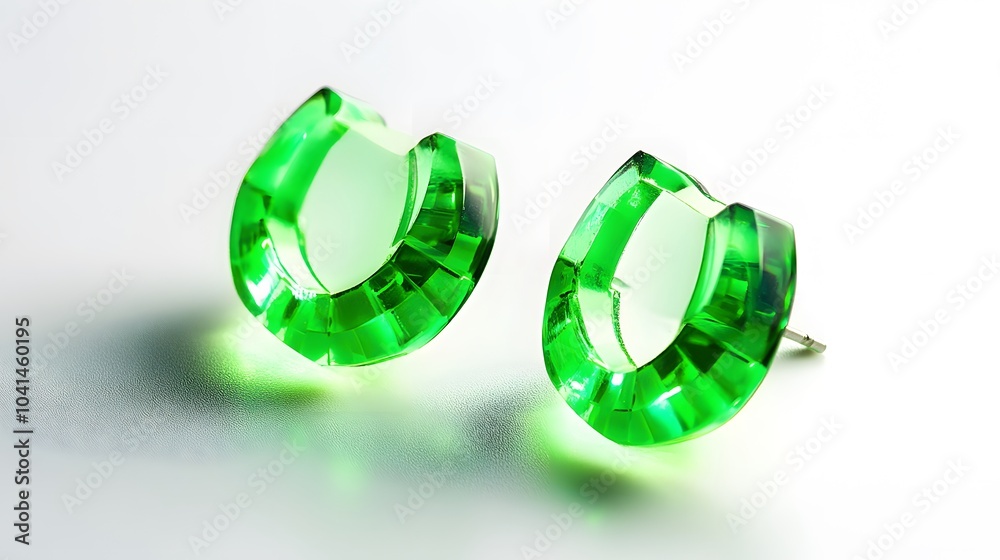 Elegant green crystal earrings on light background Elegant green crystal earrings on light background