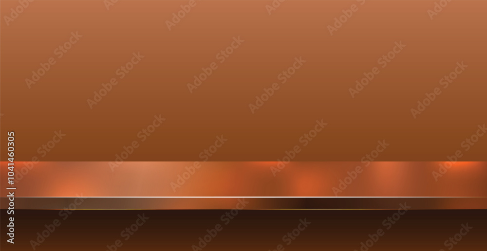 Obraz premium Gold Metallic table top or countertop surface texture realistic with reflection abstract background. Brushed texture, chrome, steel, aluminum for design concepts, prints, posters, wallpapers. Vector