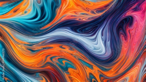 Immersive Abstract Fluid Art Featuring a Beautifully Chaotic Mix of Swirling Colors, Blending Fiery Reds, Cool Blues, and Bright Oranges into a Stunn (30)