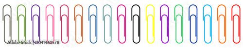 Paper clip icons set on white background. Paperclips in flat style. Office Paper Clip sign. Vector illustration.