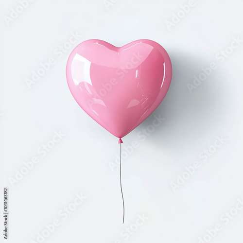 Pink heart shaped balloon on white background  photo